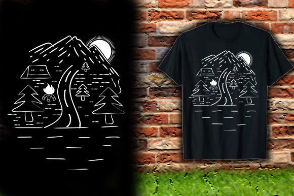 CAMPING LINE ART TSHIRT DESIGN: A Graphics Must-Have