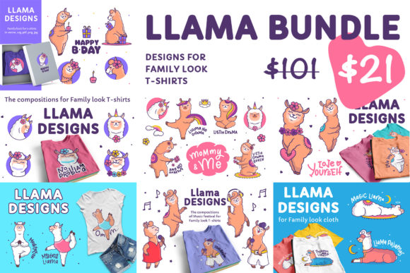 Cute Llama Graphics for T-Shirts & Branding