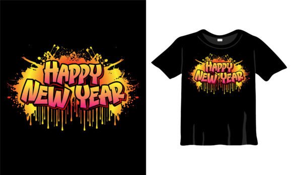Happy New Year Graffiti Art: A Versatile Graphic for T-Shirts and More