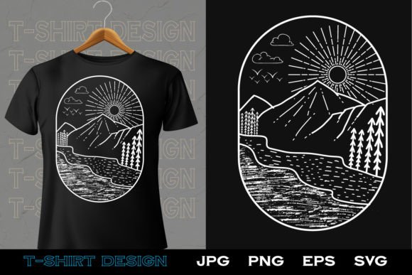 Line Art Adventure T-Shirt Design: A Creative Graphics Asset