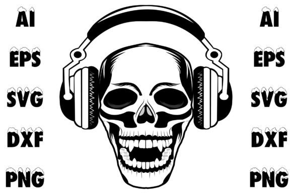 Skull with Headphone Vector Art for Bold T-Shirt Designs