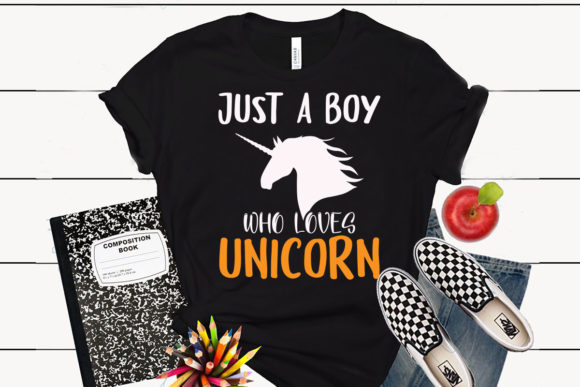 Unicorn T Shirt Design Just a Boy: Graphics for T-Shirt Designs