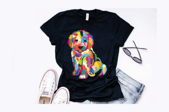 Vibrant T-Shirt Designs: Colorful Pop Art Golden Retriever